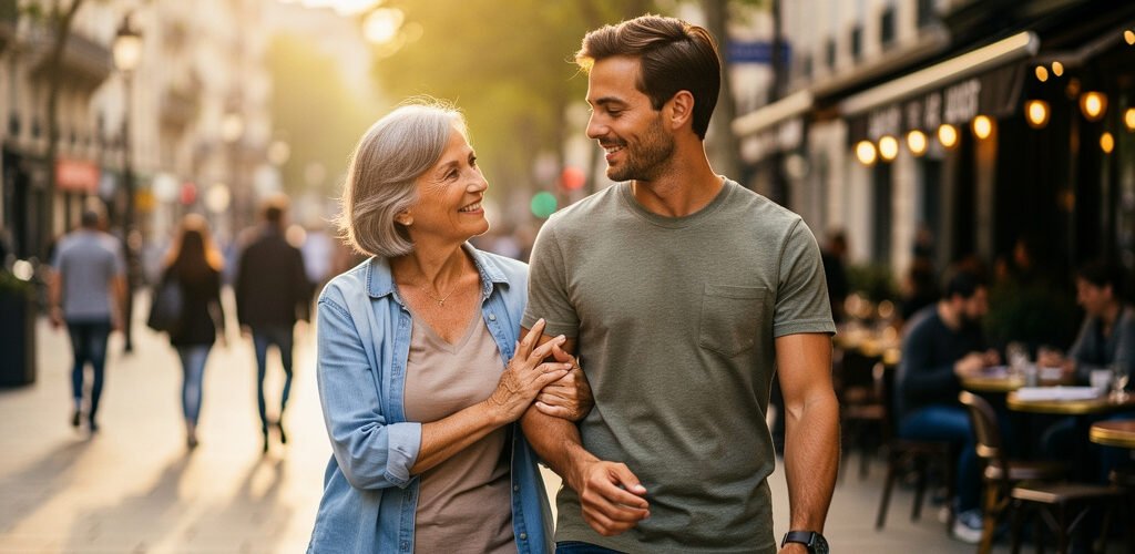 mujer mayor enamorada hombre joven