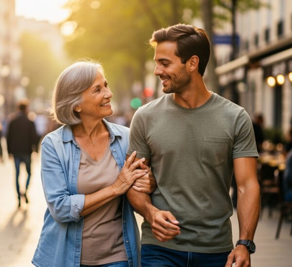 mujer mayor enamorada hombre joven