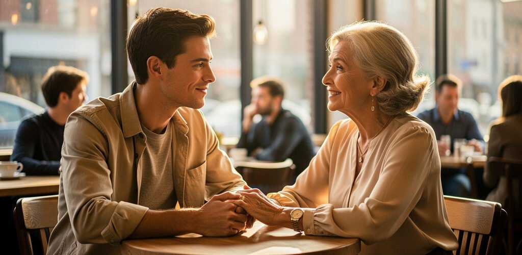 hombre joven, mujer mayor, amor