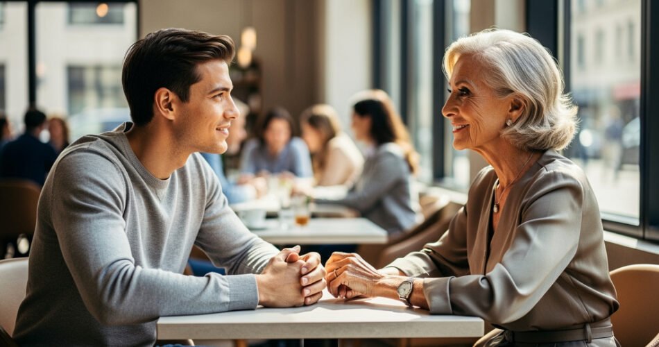 mujer mayor, hombre joven, atracción, edad