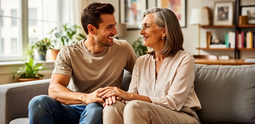 relación hombre joven mujer mayor