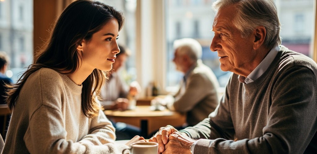 mujer, hombre mayor, amor, enamorarse