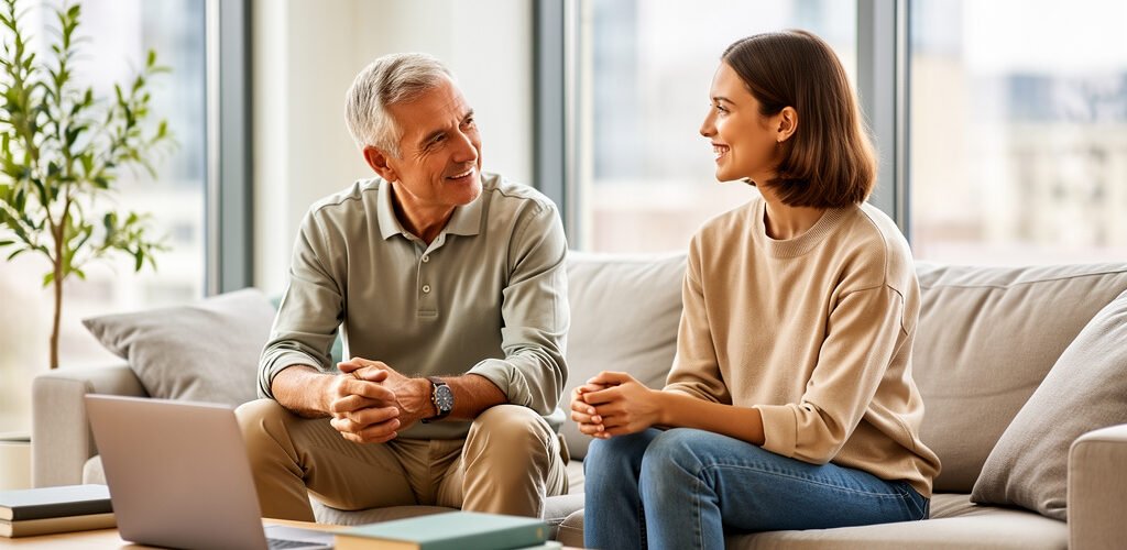 Relación mujer joven hombre mayor