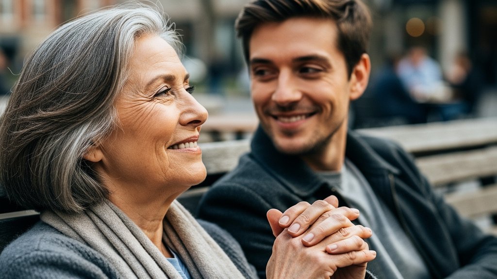mujer mayor enamorada hombre joven