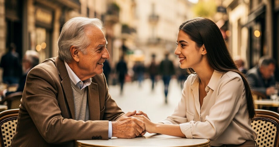 amor, hombre mayor, mujer joven